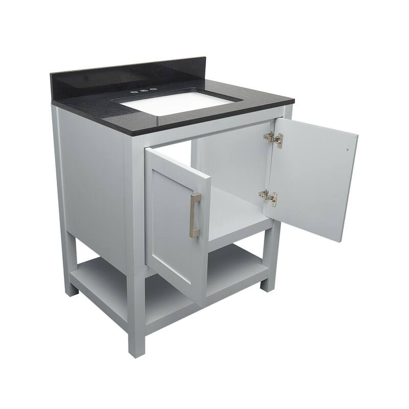 Taos 31" Bathroom Vanity with Cultured Marble Vanity Top Sink in White with White Basin