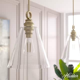 Hunter Klein 14" 1-Light Glass Pendant - Kitchen Island, Dining Room, Entry - Contemporary, Transitional