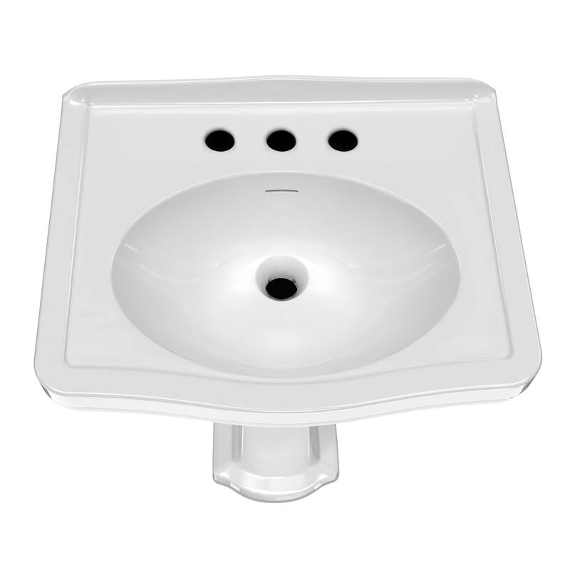 23" Traditional Pedestal Sink with an Integrated Oval Bowl, Low-Rise Backsplash & Overflow