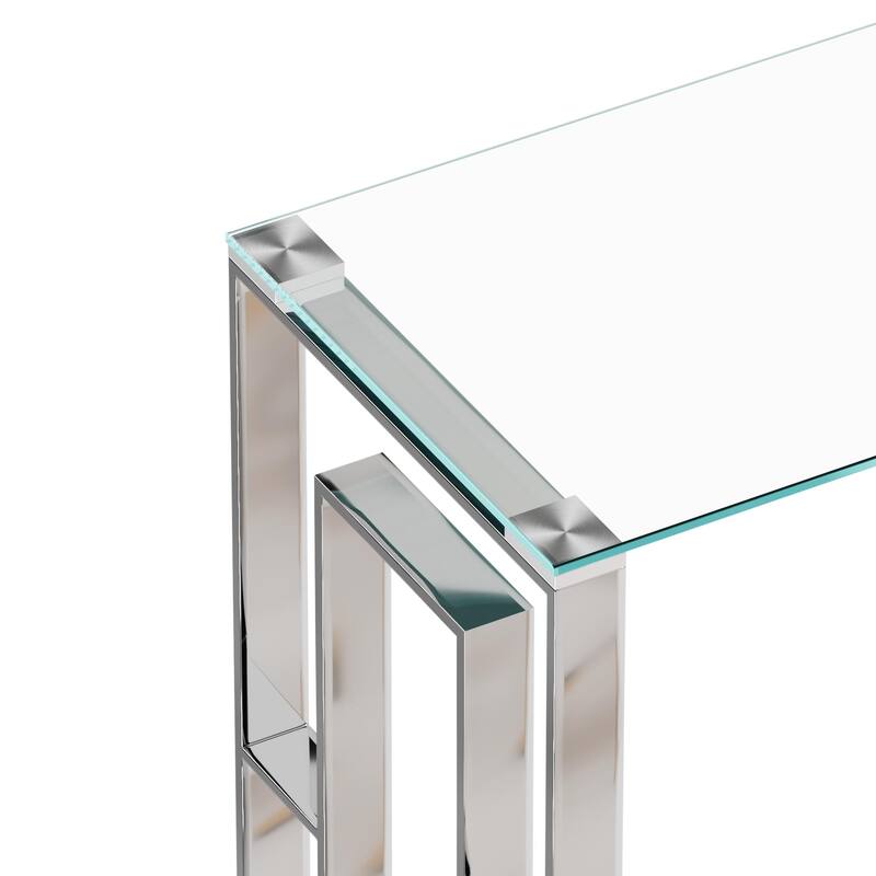 Console Table Stainless Steel Glass, Meal side table silvery Clear