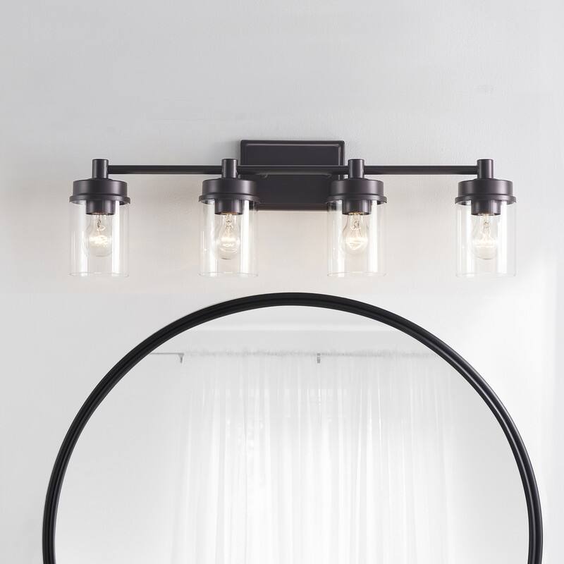 KAWOTI 4-light Modern Bathroom Vanity Light with Cylinder glass