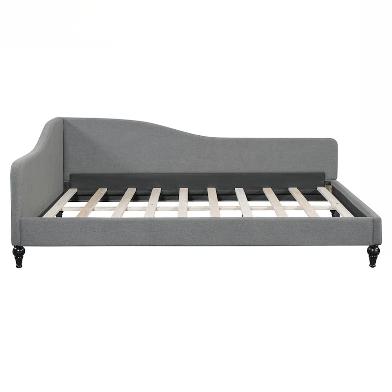 Full Size L-Shaped Linen Daybed, with Solid Wood Legs