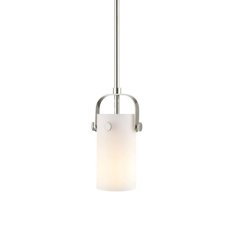 Innovations Lighting 423-1S-10-5 Pilaster II Cylinder Pendant Pilaster - Polished Nickel / Matte White