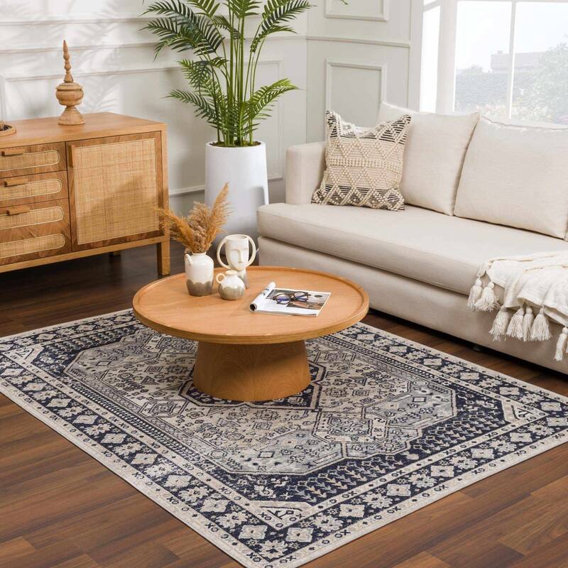 Hauteloom Cabacungan Hallway, Kitchen Machine Washable Runner Rug - Black, Taupe, Peach - 2'7" x 7'3"