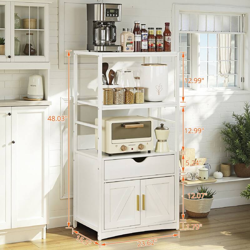 VECELO Bathroom Storage Cabinet with Shelves, Drawer & Charging Ports, Freestanding File Cabinet for Kitchen, Office, Laundry