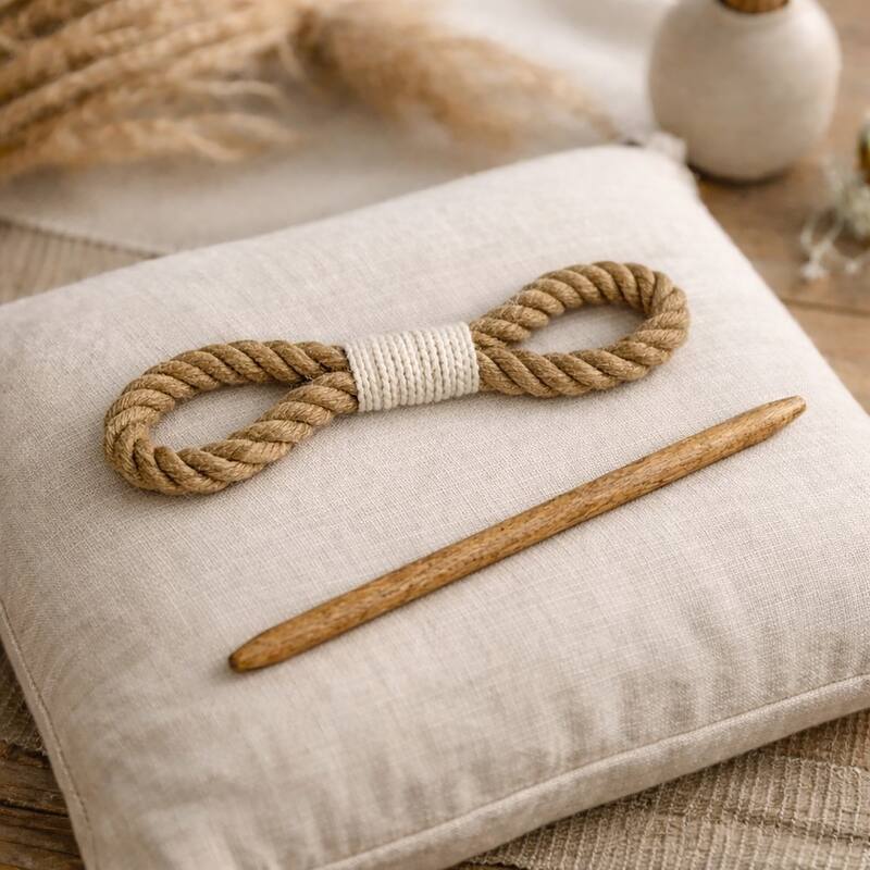 Twisted Curtain Tiebacks with Wooden Stick 9.5 in