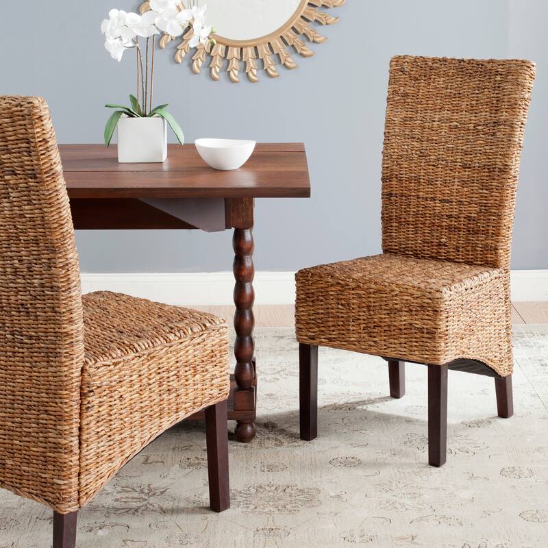 SAFAVIEH Georgetta Dining Natural Dining Chair (Set of 2) - 18.1" x 23.2" x 40.6" - 18Wx23Dx41H - Dark Brown