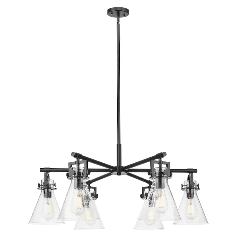 Innovations Lighting Downtown Urban - Newton Cone - 6 Light 26" Stem Hung Chandelier - Seedy/Matte Black