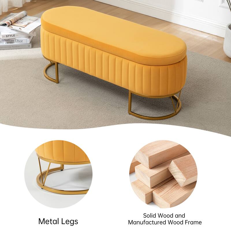 Velvet Storage Bench for Bedroom