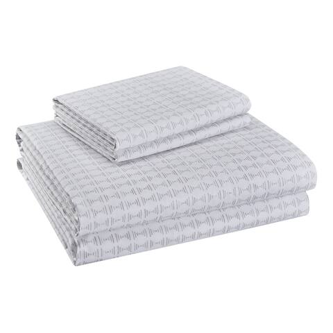 Cotton Rich Sateen Bed Sheet Set, King, Tan Geo, Set of 6