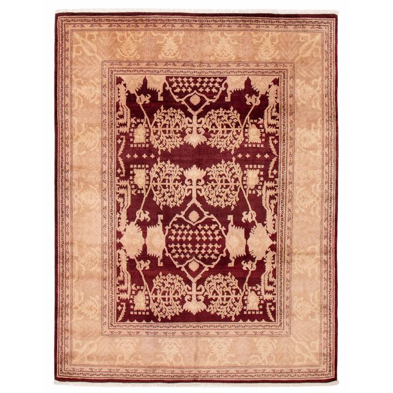 ECARPETGALLERY Hand-knotted Peshawar Oushak Red Wool Rug - 8'0 x 10'3 - Dark Red - 8'0 x 10'3