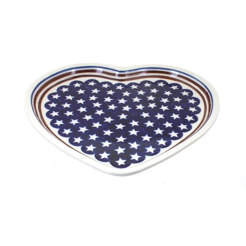 Blue Rose Polish Pottery 1254 Zaklady Heart Plate