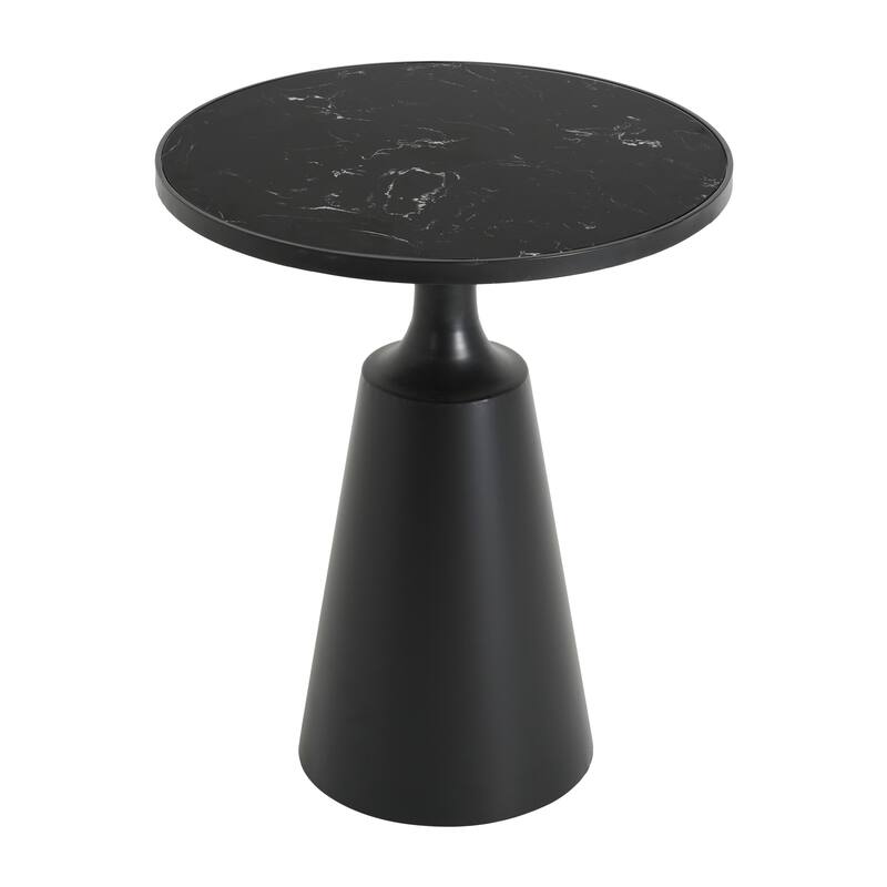 Christopher Knight Home - Lunaro Modern Marble Pattern Top/ Round Glass Top Round Side Table with Black Iron Base