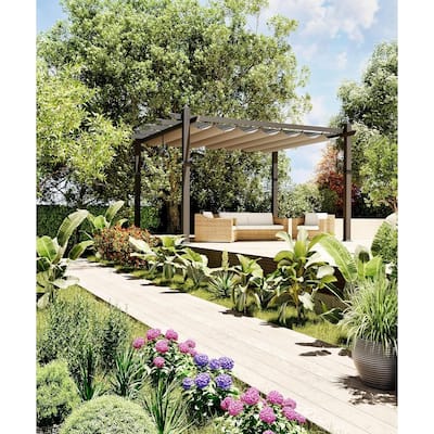 10*13FT aluminum flower rack grape rack, gray column khaki curtain