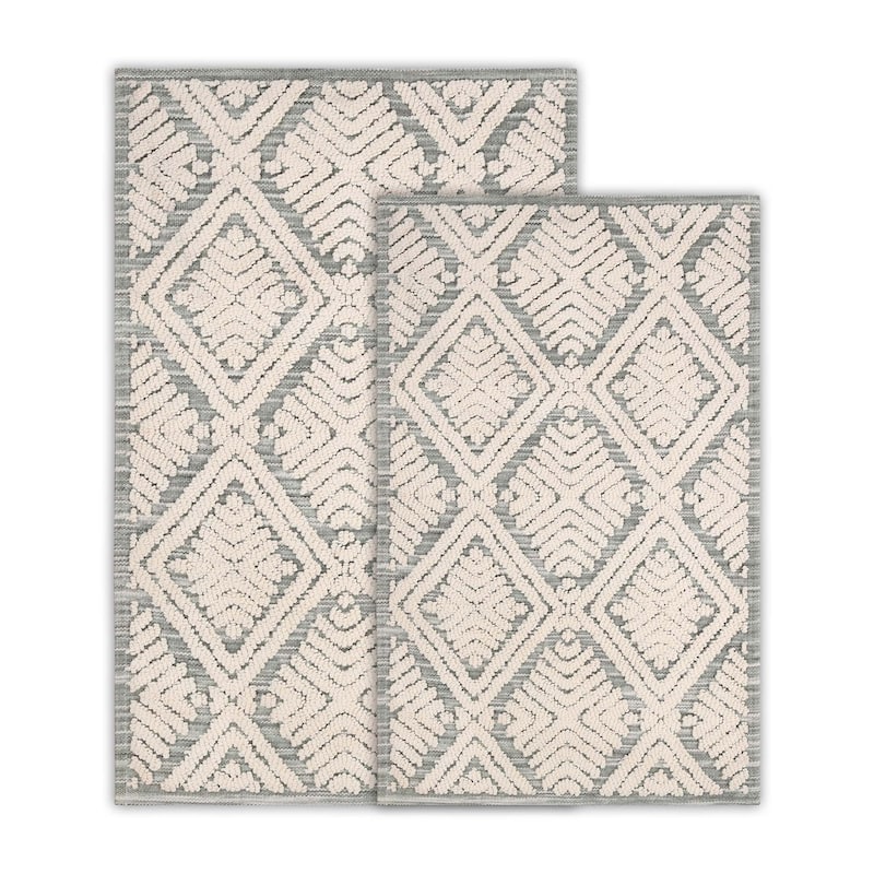 Superior Ceton Geometric Washable Bath Rug, Set of 2