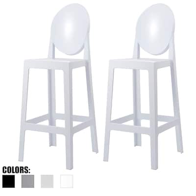Modern Barstools With Oval Back Bar Stool Chairs For Standing Work Kitchen Island Dining Transparent Footrest Hotel (Set of 2)