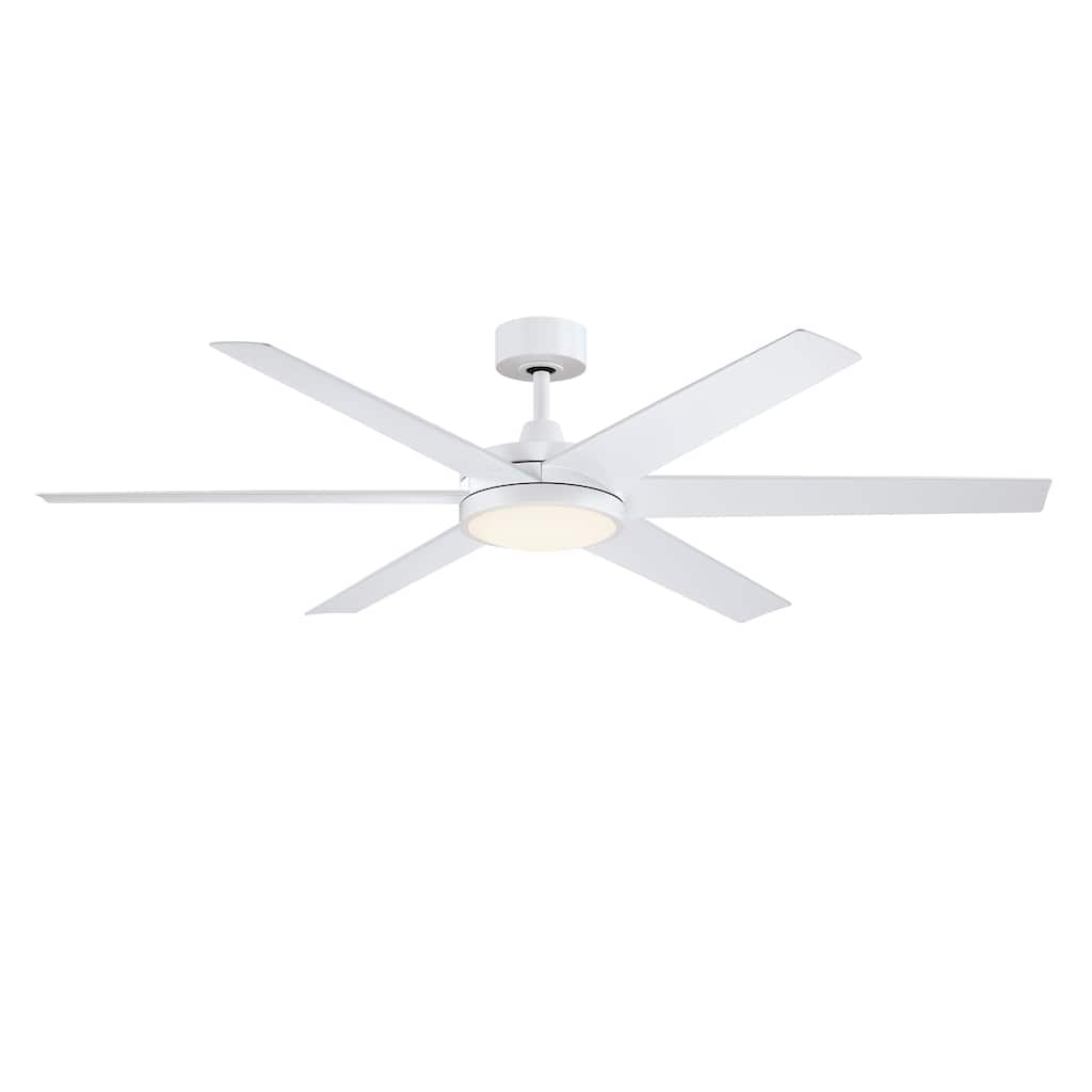 Brawn 64 inch Indoor/Outdoor Ceiling Fan with LED CCT Select Light Kit - Matte White