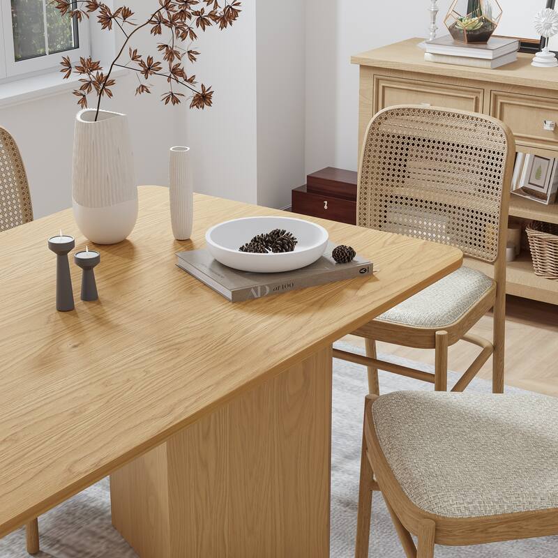 Solid Wood Farmhouse Dining Table with V-Shaped Legs and Square Wood Top for Modern Dining Rooms & Family Gatherings - 67"x33.5"