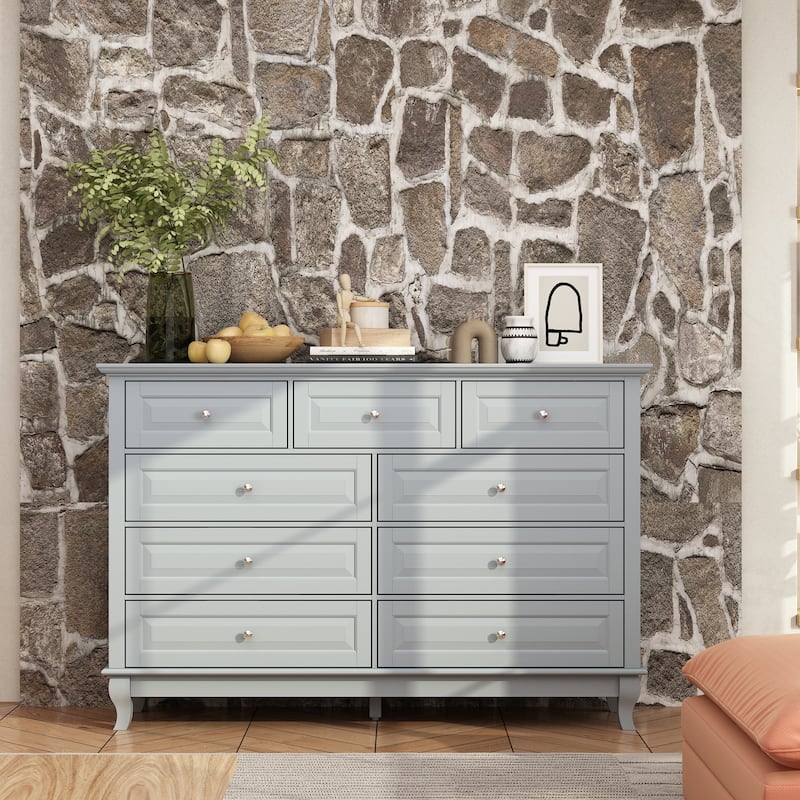 55.1"W 9-Drawer Dresser: Spacious and Sleek Design Chest Lacquer