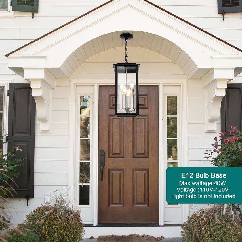 Farmhouse Outdoor Pendant Light Fixutre with Clear Glass - 4-light