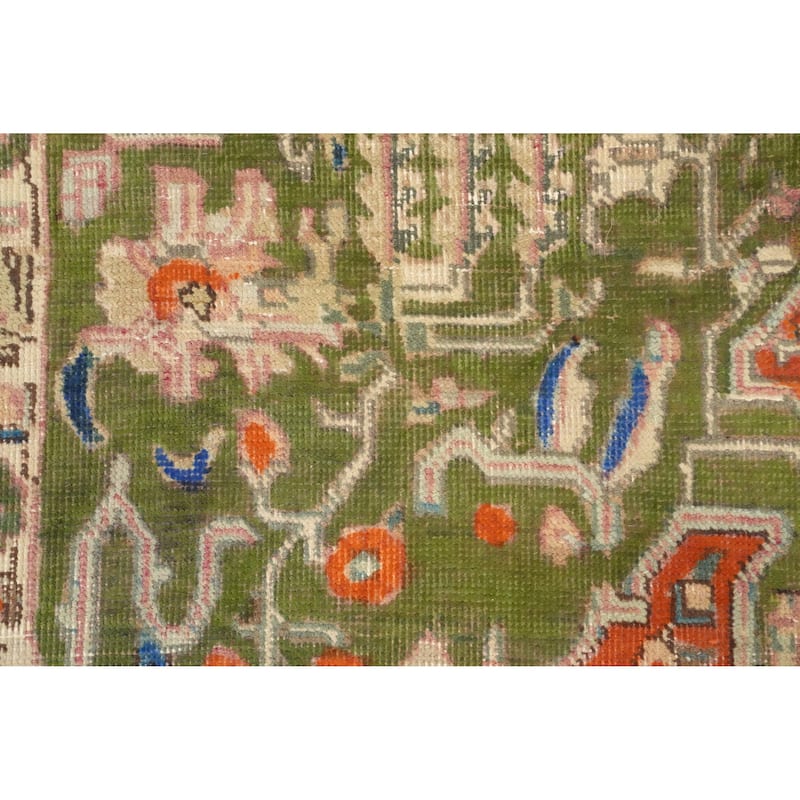 Hand Knotted Oriental 100% Wool Carpet Traditional Medallion Green Tabriz Area Rug - 8' 7'' X 4' 8''