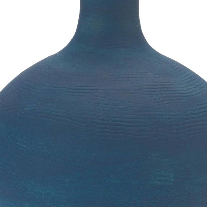 9" Blue And Terra Cotta Ceramic Round Urn - 6.25
