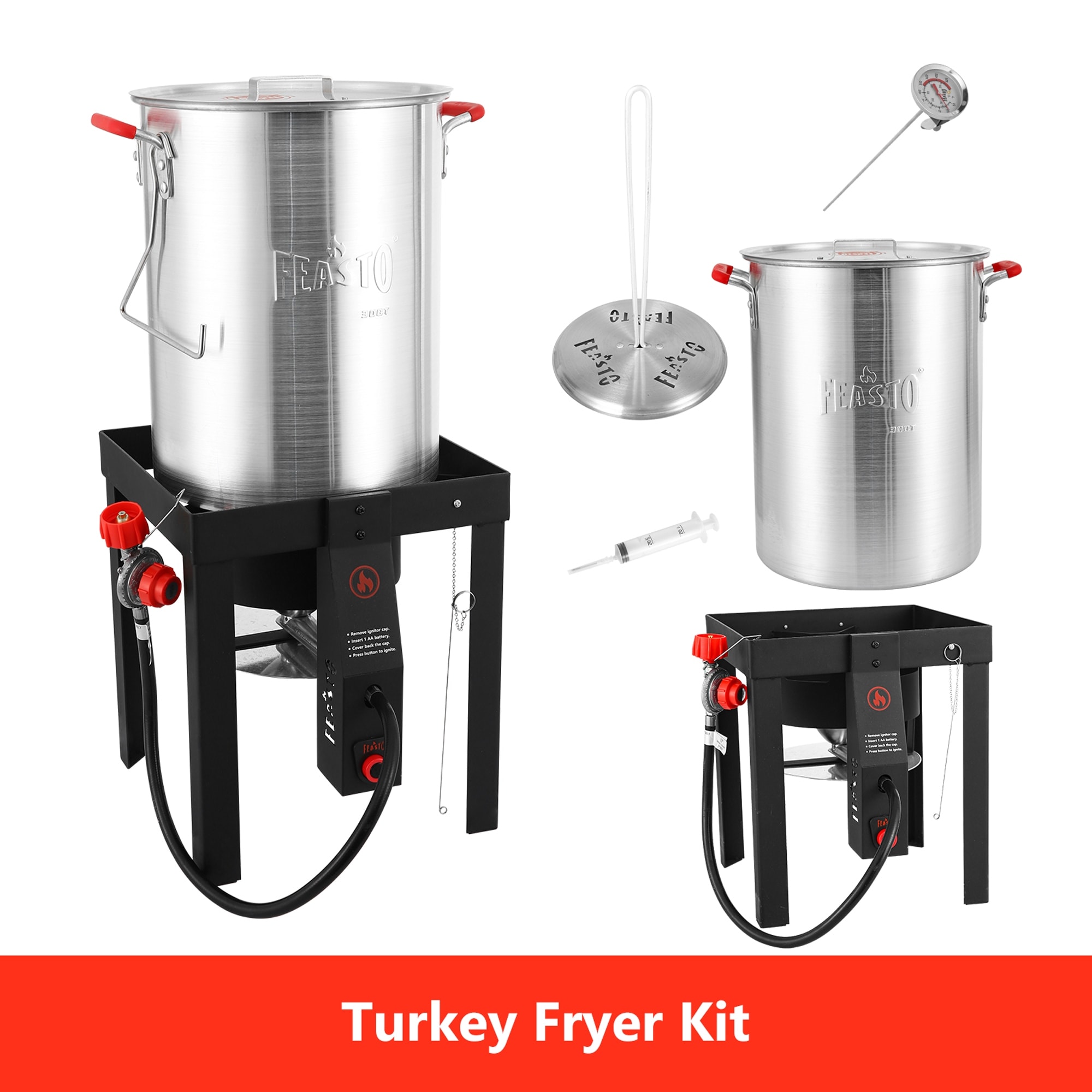 Turkey Fryer Kit, 30QT Aluminum Turkey Deep Fryer & 10QT Fish