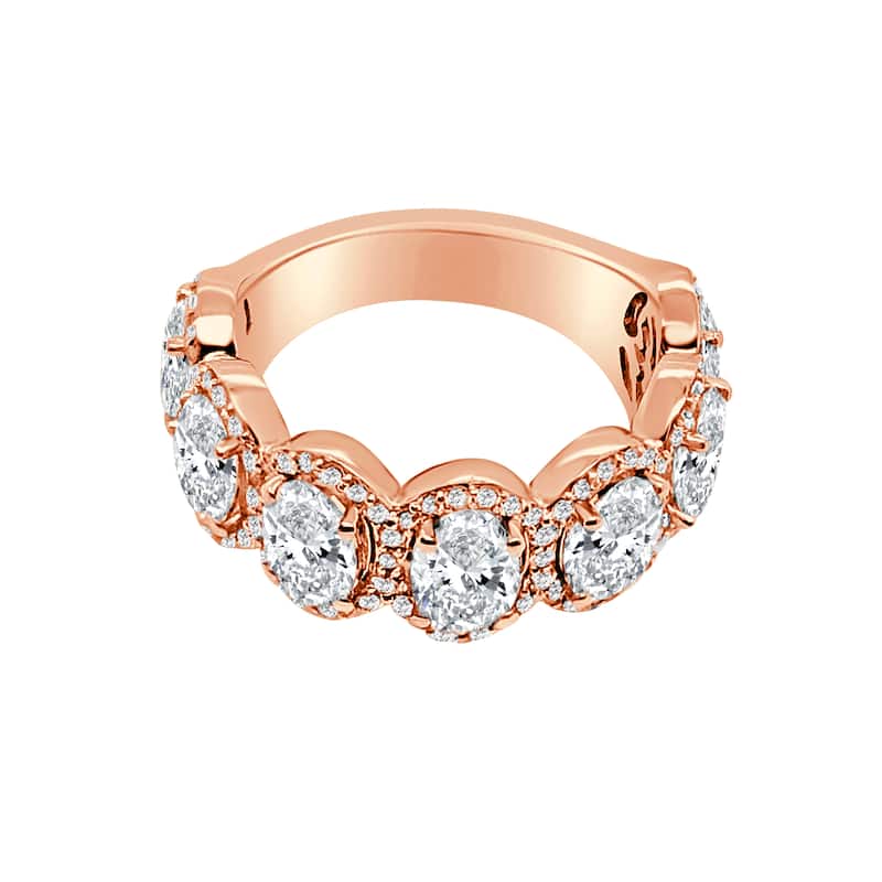 Auriya 14k Gold Lab Grown Oval Diamond Halo Eternity Band 4.26 ct. tw. (F-G, VS)