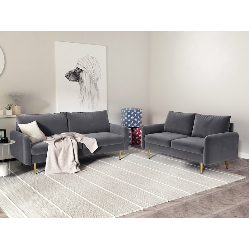 Velvet 2 Piece Loveseat and Sofa Living Room Set
