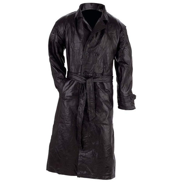 Giovanni Navarre Italian Stone Design Genuine Leather Trench Coat. Opens flyout.
