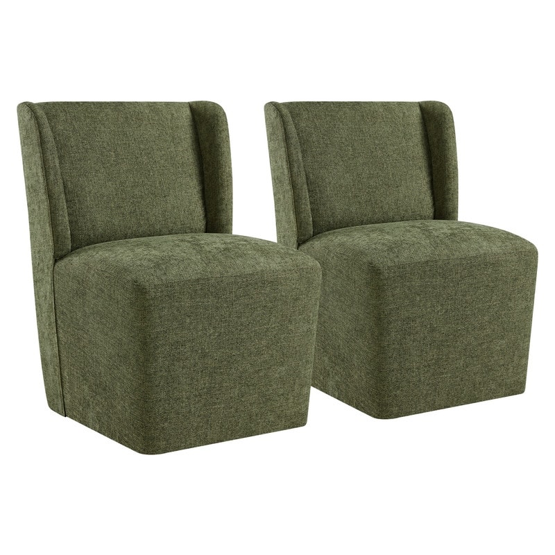 Spruce & Spring Iris Modern Upholstered Fabric Dining Chair with Casters