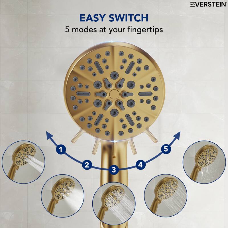 5 Spray Setting High Pressure Handheld Shower Head with Hose