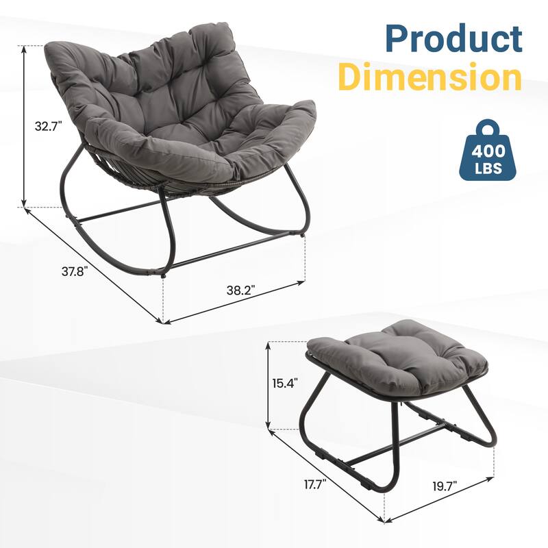 Patio Rocking Chair with Ottoman