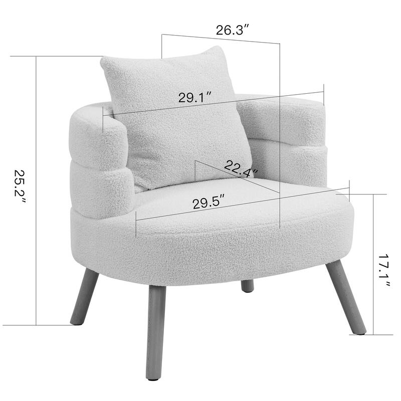 Azana White Boucle Accent Chair with Wood Legs
