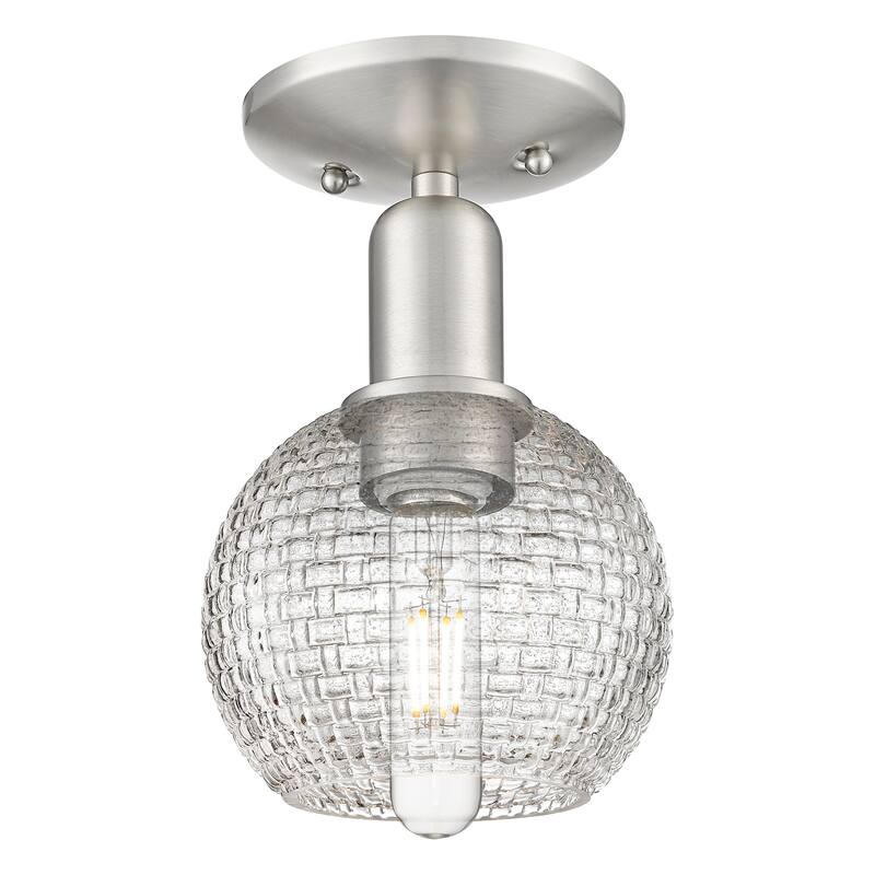 Innovations Lighting Endless Possibilities Arcadia - Athens - 1 Light 6" Basketweave Semi-Flush Mount