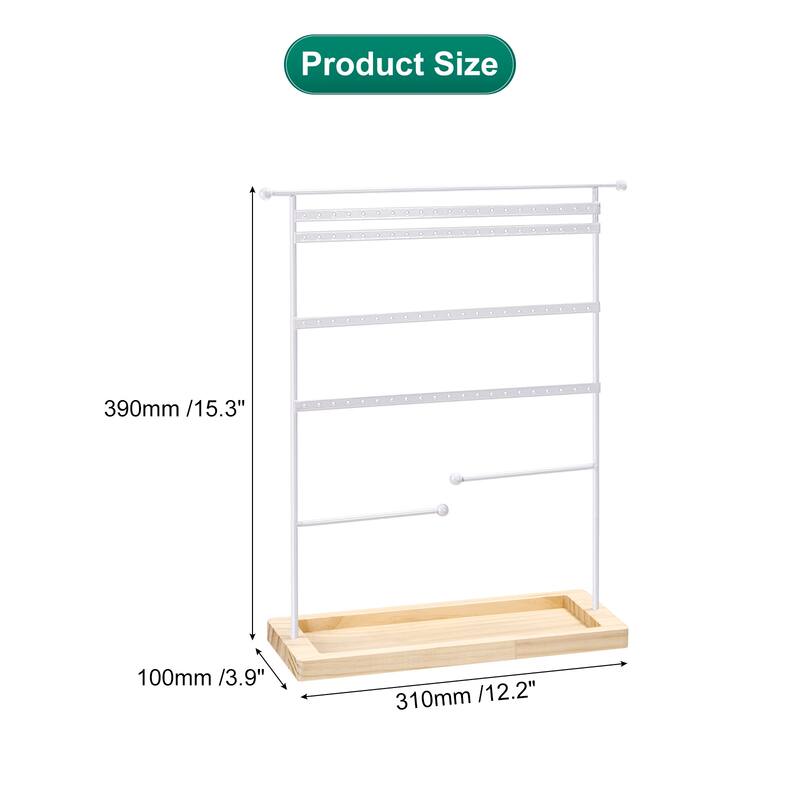 Earring Display Tower 4 Tier Metal Jewelry Holder - White - White