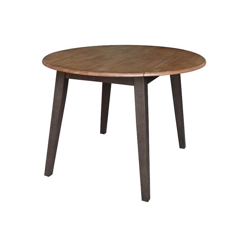 42 in. Solid Wood Round Dual Drop Leaf Table - Hickory/Washed Coal