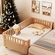 preview thumbnail 1 of 41, Toddler Low-profile Bed with Fences Headboard Footboard and Removable Side Rails for Kids, Girls and Boys Wooden Daybed Natural - Twin