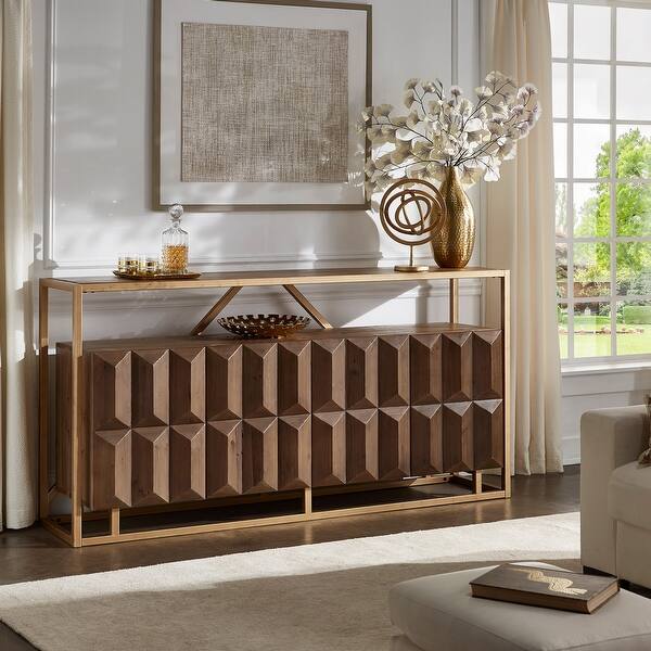 Bailey 79 Inch Contemporary Wood And Brass Sofa Table By Inspire Q Artisan Overstock 19484731