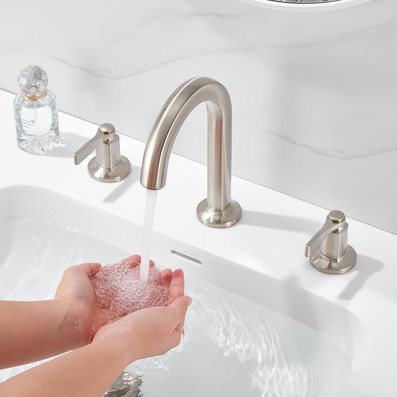 Luxier Larko 8 in. Widespread 2-Handle Bathroom Faucet with Drain