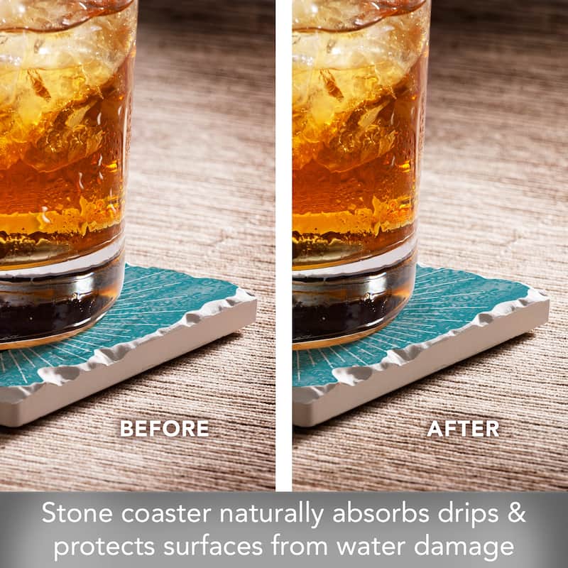 Good Times 4 Pack Absorbent Stone Coasters with Cork Backing 4" Square Made in The USA Absorbent Wipes Clean