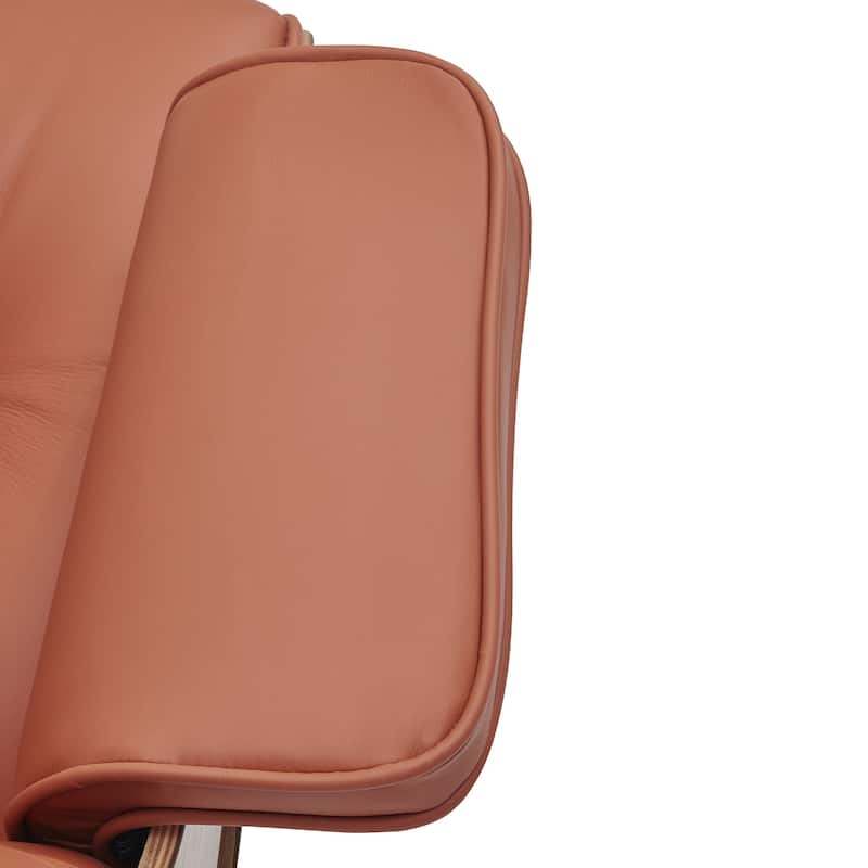 Mid-century Modern Lounger Real Leather Arm Chair and Ottoman Set