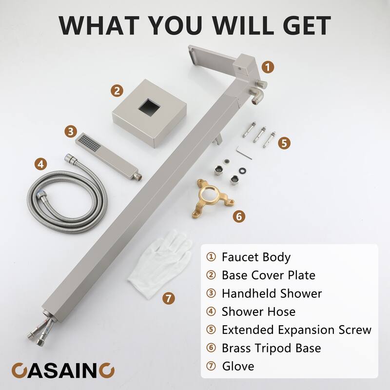 CASAINC Single-Handle Freestanding Floor-Mount Roman Tub Faucet with Hand Shower