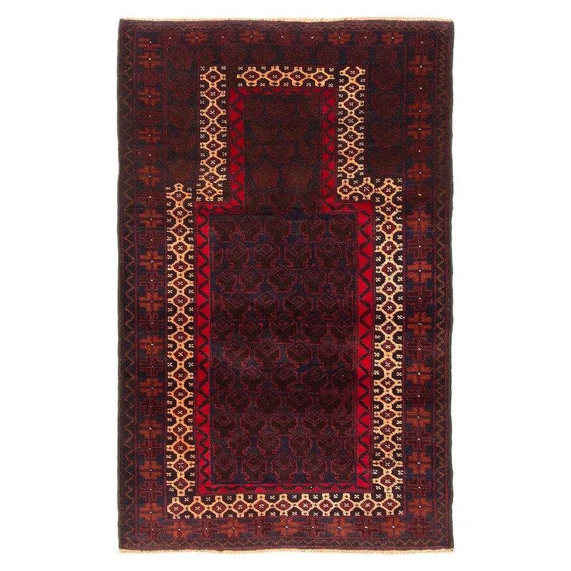 Teimani Burgundy Rug 2'10" x 4'6" - 2'10 x 4'6 - Dark Burgundy - 2'10 x 4'6