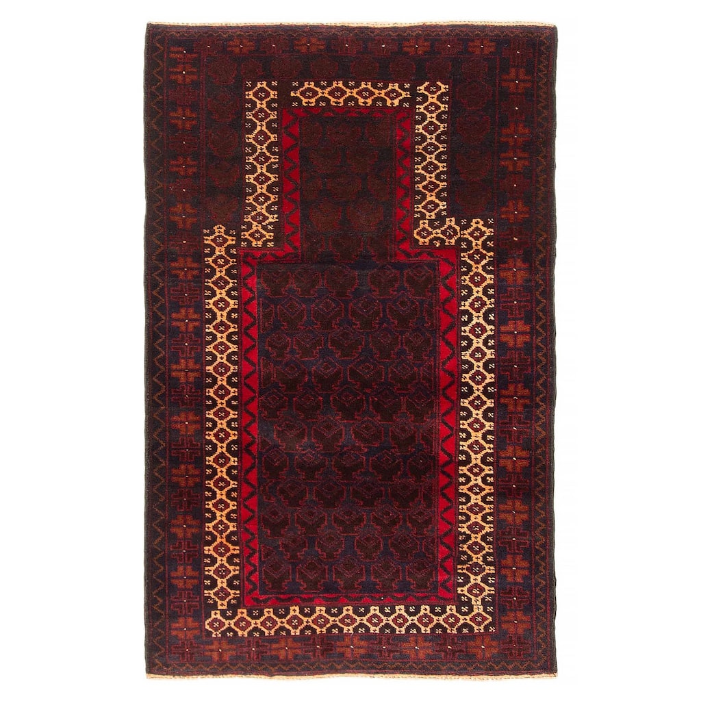 Teimani Burgundy Rug 2'10" x 4'6" - 2'10 x 4'6