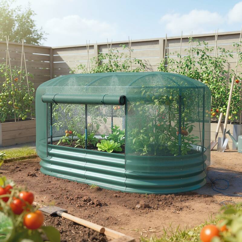 Outsunny 6 x 3 x 3 ft Galvanized Raised Garden Bed Kit, Oval Metal Outdoor Planter Garden Boxes - Green