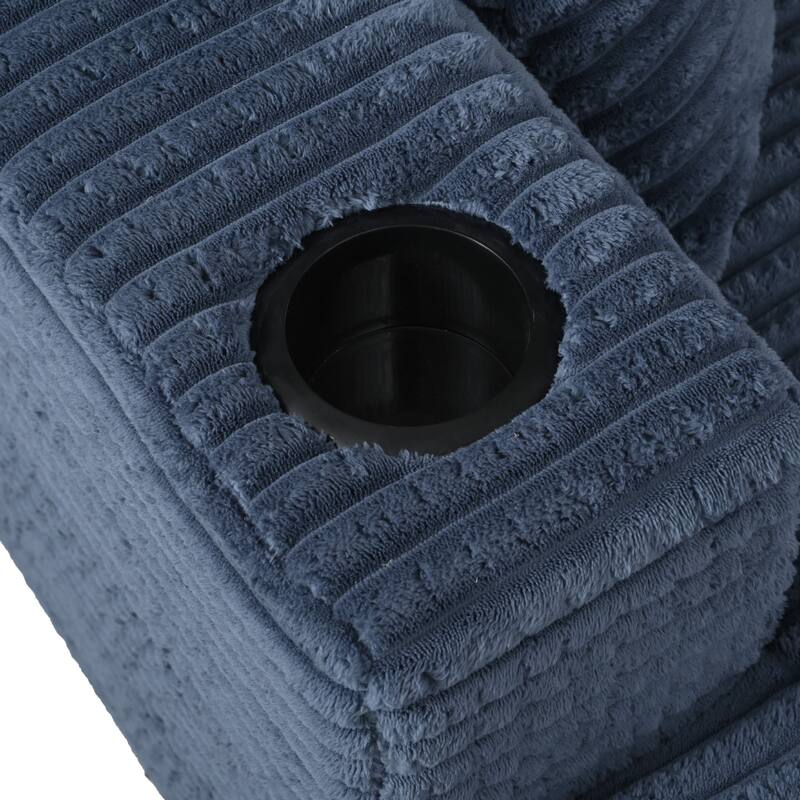 86.5" Corduroy Chaise Lounge Sofa Bed with USB Ports, Cup Holders and 8" Thick Cushions