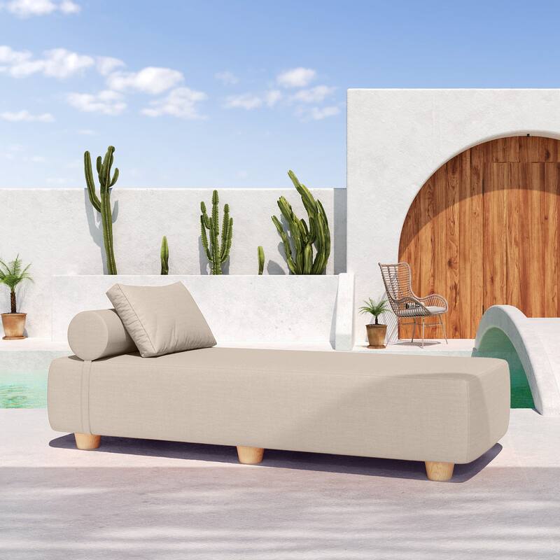 Jaxx Alvy Outdoor Sun Lounger - Luxurious Sunbed with Wood Feet Sunbrella