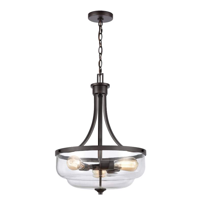 Cage 8.5-inch Wide 3-Light Pendant in Matte Black - Bronze