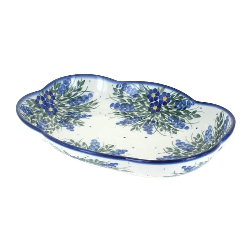 Blue Rose Polish Pottery 11E WR Scallop Dish